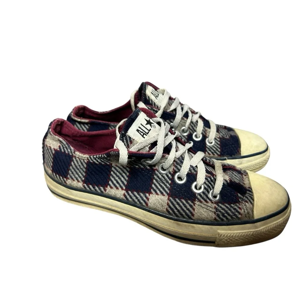 Vintage Converse All Star Plaid Low Top Sneakers Shoes Men's 5 womens 7 - Picture 2 of 6